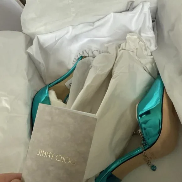 Jimmy Choo Teal Stiletto Heels - Picture 5 of 10